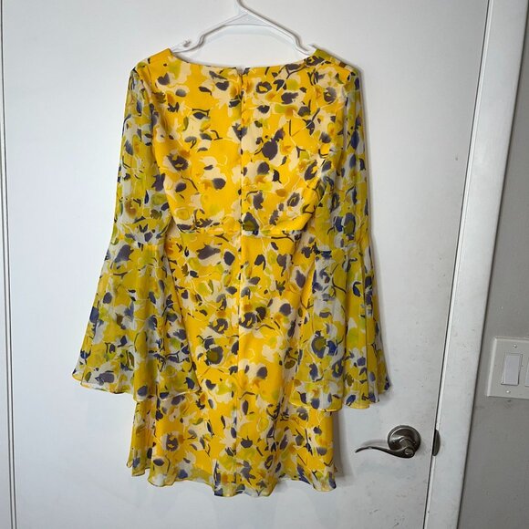 NWT. Ieena for Mac Duggal 70207 Bell Sleeve Floral Print Dress Size 6 - Picture 9 of 13